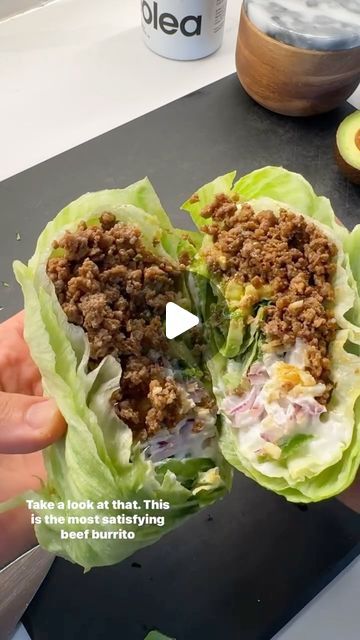 Arash Hashemi on Instagram: "@Shredhappens BEEF BURRITO LETTUCE WRAP . If you haven’t tried them already, these lettuce wraps never disappoint - feel free to swap out the protein to what works for you, and as far as toppings and fillings go, get as creative as you want, or use the regular classics! . Here is how I made it: . 1.Grab 1lb grassfed beef or your protein of choice. Add 1 packet of a good taco seasoning (be sure to use one that doesnt have preservatives or tons of sugar). Give it a really good mix, then add to a pan with 1tbsp avocado oil and cook it up. You’ll want to use a spatula to break apart the taco meat continuously so its small and not clumpy. . 2.While thats going, wash and slice your veggies. . 3.When the minced meat is done, remove from the heat and add 3-4oz to a few Nacho Taco, Beef Burrito, Taco Wraps, Clean Keto, Lettuce Wrap, Recipes Beef, Food Mexican, Taco Meat, Minced Meat