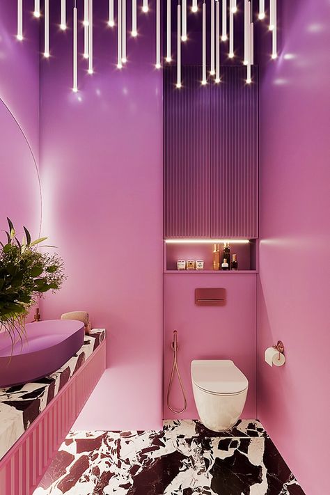 Pink Bathrooms :: Behance Pink Bathrooms, Pastel Interior Design, Pink Toilet, Toilette Design, Pastel Interior, Beauty Salon Interior, Salon Interior Design, Inspo Instagram, Pink Bathroom