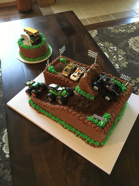 Monster Truck Track Cake, 4 Monster Truck Cake, Monster Truck Bday Cake, Monster Truck Theme Birthday Cake, Megalodon Monster Truck Birthday Cake, Off Road Birthday Cake, How To Make A Monster Truck Cake, Monster Trucks Birthday Cake, Monster Truck Theme Cake