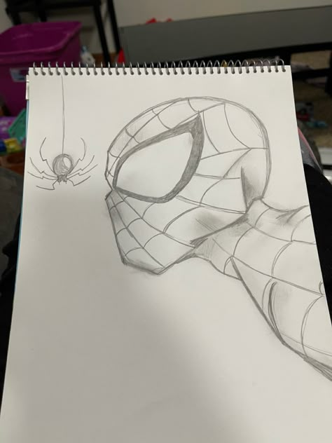 Spiderman Drawing Upside Down, Spider Man Face Drawing, Disney Sketches Easy, Easy Chicano Drawings, Really Easy Drawings, Drawing Spiderman, Spider Man Sketch, Marvel Art Drawings, Easy Graffiti Drawings