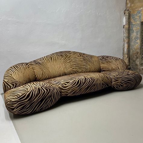 Listed on VNTG.com: Large Zebra Sofa from Bretz, 1990s | #vntg #vintage Zebra Couch, Brown Couch Zebra Rug, Tiger Print Couch, Zebra Bench, Antique 1960 1970 Barclay Brand Sofa, Large Sofa, Sofa, Design