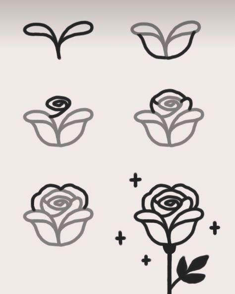 How To Draw Roses Easy, How To Draw A Rose Easy, How To Draw A Rose Step By Step, How To Draw A Rose, Easy Rose Drawing, Small Flower Drawings, Rose Doodle, Rose Drawing Simple, Cute Flower Drawing