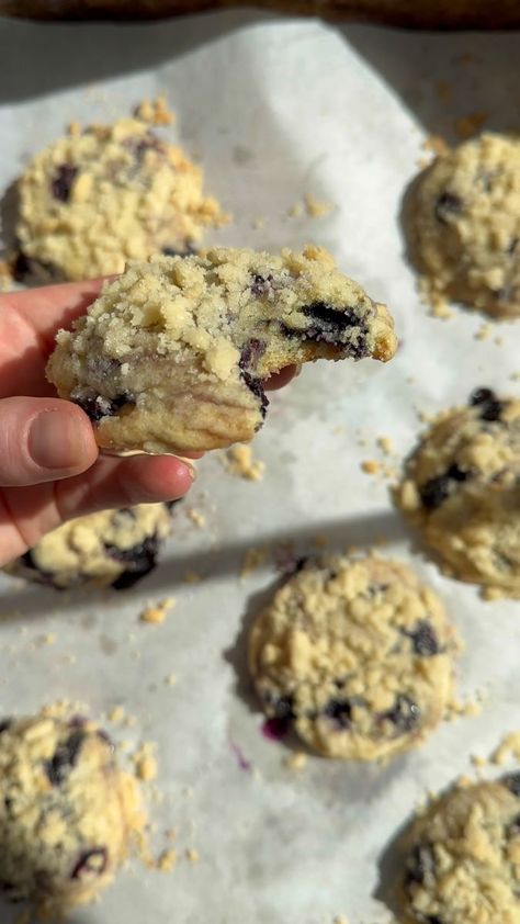 these cookies are the love child of cookies and blueberry muffins and im obsessed. cue weekend baking plans. recipe: https://bromabakery.com/blueberry-muffin-cookies/ | Broma Bakery | Broma Bakery · Original audio Blueberry Muffin Cookies, Muffin Cookies, Berry Cookies, Broma Bakery, Blueberry Cookies, Im Obsessed, Summer Baking, Blueberry Desserts, Blueberry Muffin