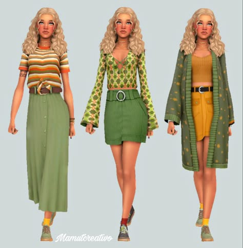 Sims 4 Artist Clothes, Sims 4 Cc Bohemian Clothes, Boho Lookbook, Sims Lookbook, Sims 4 Tsr, Cc Clothes, Cosy Outfit, Sims 4 Characters, Sims 4 Mm