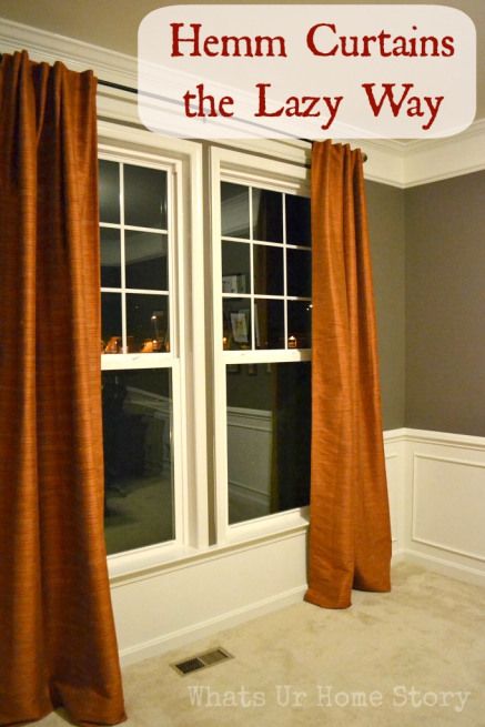 Hemming curtains the lazy way - Whats Ur Home Story Hemming Curtains, Hem Curtains, How To Hem Curtains, Curtain Tutorial, Homemade Curtains, No Sew Curtains, French Country Living Room, Drop Cloth Curtains, Trendy Sewing