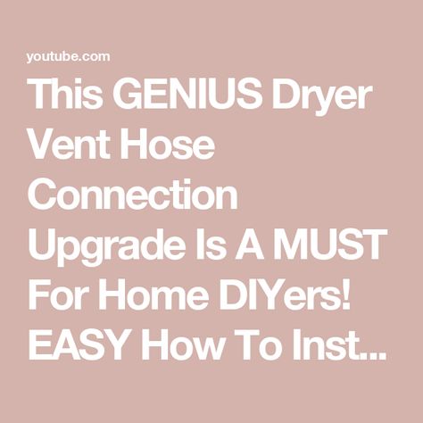 This GENIUS Dryer Vent Hose Connection Upgrade Is A MUST For Home DIYers! EASY How To Install! Dryer Vent Solutions, Dryer Vent Cover, Dryer Hose, Dryer Vent Hose, Dryer Vent, Hose Clamps, Vent Covers, Key