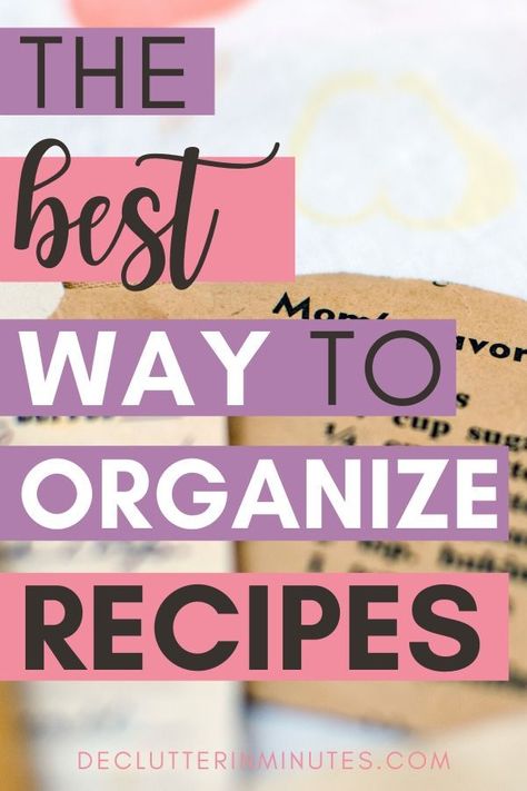 How to organize recipes. How to set up a recipe system. How to declutter recipes. Do you struggle with meal planning? Feel like you have a gazillion recipes but never any idea what to make for dinner? Maybe all that you need is an organized recipe system that you can set up today. Make mealtime fun again! #recipeorganization #organizerecipes #recipesystem #mealplanning How To Organize Recipe Binder, Recipes Storage Ideas, Recipes Organizer Ideas, Best Way To Organize Recipes, Organize Recipes Ideas, How To Organize Recipes, Recipe Storage Ideas, Recipe Organization Ideas, Storing Recipes