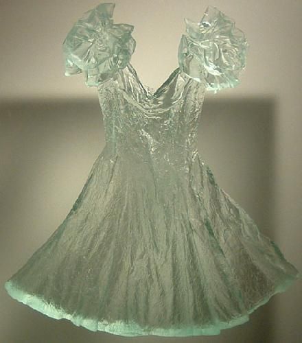 A dress made of glass on display at Wheaton Village in Millville, New Jersey Glass Dress, Patron Tequila, Collection Couture, Paper Dress, Character Aesthetics, Glass Sculptures, Gorgeous Glass, Art Dress, Glass Ceramic