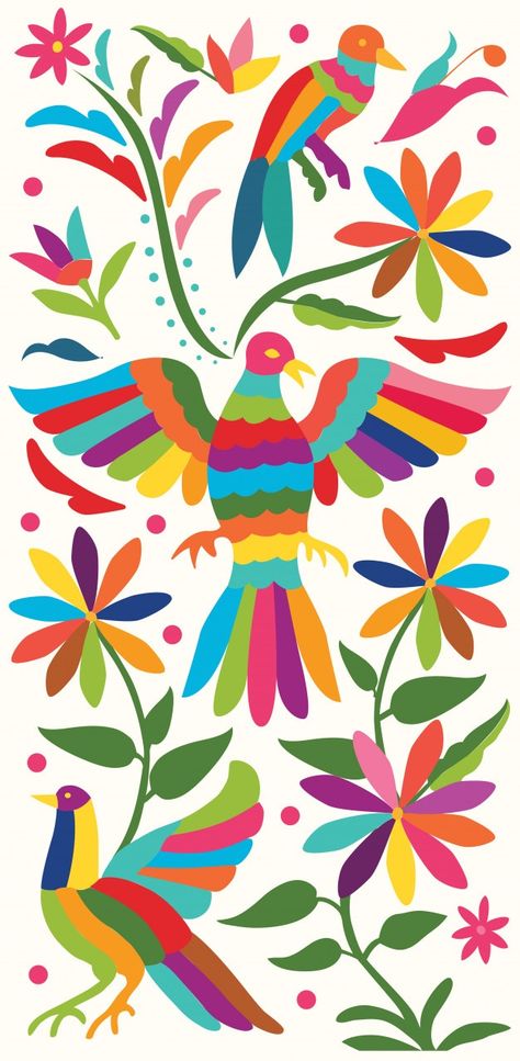 Estandarte vertical mexicano colorido, e... | Premium Vector #Freepik #vector #patron #flores #hojas #pajaros Mexican Textiles Pattern, Otomi Art, Mexican Art Painting, Mexican Embroidery Designs, Otomi Embroidery, Mexican Pattern, Mexican Textiles, Mexican Flowers, Mexican Embroidery