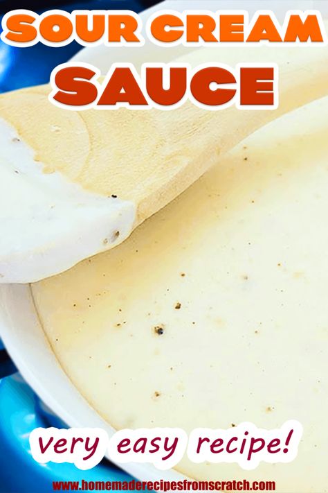 Sour Cream Sauce for Chicken, Pasta, Potatoes | My Easy White Sauce Recipes #032 1 Sour Cream Sauce For Chicken, Easy Sour Cream Sauce, Sour Cream Pasta Sauce, Sauce Recipe For Chicken, Cajun Pasta Sauce, Sour Cream Pasta, Recipes Using Sour Cream, Ham Sauce, Sauce For Vegetables