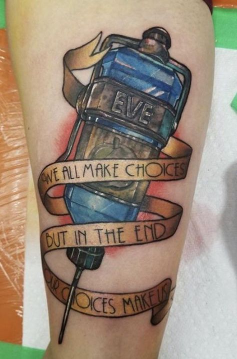 Bioshock Decor, Video Game Tattoo Ideas, Game Tattoo Ideas, Tats Inspiration, Borderlands Tattoo, Resident Evil Tattoo, Bioshock Tattoo, Fallout Tattoo, Game Tattoo