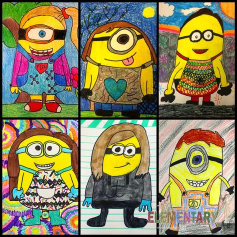 Exploring Art: Elementary Art: Minion Self Portraits--The Best Sub Plan EVER! Art Elementary, Art Sub Lessons, Minion Art, Art Sub Plans, Art Plan, Sub Plan, 2nd Grade Art, 4th Grade Art, 5th Grade Art