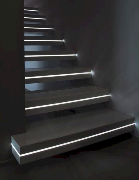 Stairway Lighting Ideas, Basement Stair Lighting, Black Stairs, Stairway Lighting, Building Stairs, Marble Stairs, Stairway Design, Stairs Design Modern, Staircase Lighting