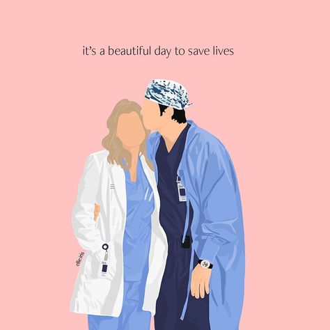 Illustration & Graphic Design on Instagram: “It’s a beautiful day to save lives.  A print for all the Greys Anatomy lovers out there. Both of us are major fans of the show and there…” Greys Anatomy App Icons, Greys Anatomy Art, Greys Anatomy Aesthetic, Derek Meredith, Anatomy Aesthetic, Greys Anatomy Derek, Miranda Bailey, Addison Montgomery, Meredith And Derek