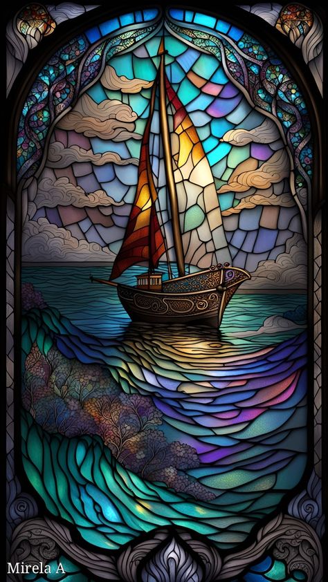 Stained Glass Art Wallpaper, Stained Glass Painting Canvas, Vitray Art, Stained Glass Concept Art, Watercolor Stained Glass Painting, Stain Glass Art, Mexican Stained Glass Windows, Stained Glass Wallpaper, Stained Glass Window Fantasy Art