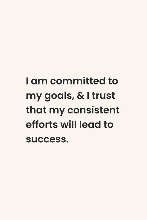 Stay motivated and focused with this powerful affirmation: ‘I am committed to my goals, and I trust that my consistent efforts will lead to success.’ Let this reminder inspire you to stay on track and trust that your hard work is paving the way to your dreams. 🌟💪 #Motivation #Affirmations #SuccessMindset #StayFocused Successful Work Affirmations, I Am Consistent Affirmation, Internship Affirmations, Hard Work Affirmations, Affirmations For Success In Business, I Am Consistent, Career Success Affirmations, Employment Affirmations, Successful Business Affirmations