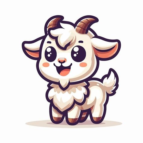 Sabiqul Fahmi | Freepik Goat Cartoon Drawing, Cute Goat Drawing, Goat Stand, Happy Pose, Cute Goat, Cute Goats, Animal Doodles, Vector Icons Illustration, Mountain Goat