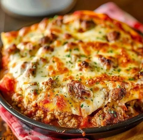 Meat Lovers Pizza Casserole – Naomi's Recipes Ground Beef Pizza Casserole, Meat Lovers Pizza Casserole, Pizza Casserole Recipe, Tomato Basil Pasta Sauce, Basil Pasta Sauce, Pizza Crust Dough, Meat Lovers Pizza, Tomato Basil Pasta, Basil Pasta