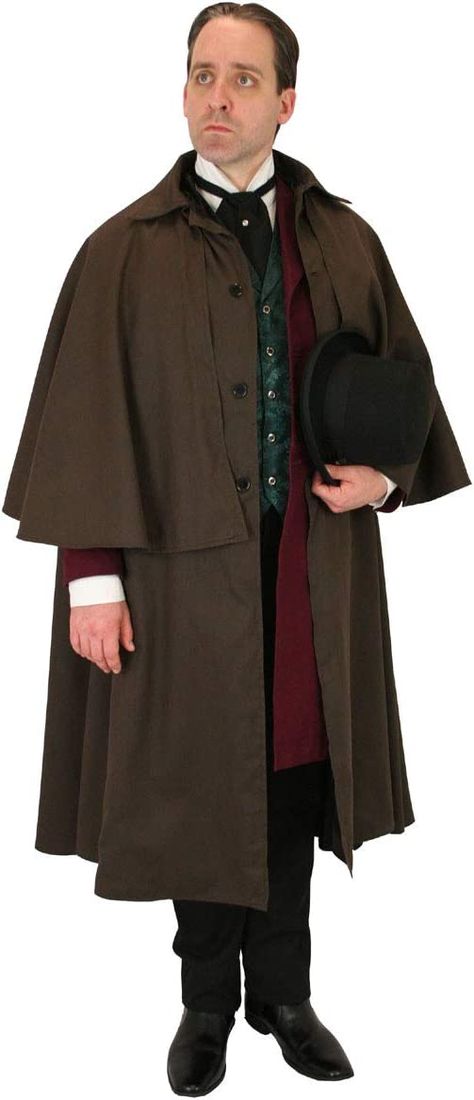 Historical Emporium Men's 100% Cotton Inverness Dress Cape Black at Amazon Men’s Clothing store Inverness Coat, Inverness Cape, Dress Cape, Period Clothing, Winter's Tale, Period Outfit, Coat Men, Black Clothing, Cape Dress