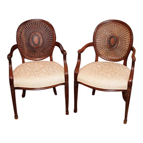 Crafted with an eye for classic design, this pair of Bergaire back mahogany armchairs exudes the elegance of Regency style furniture. The rich brown hue and traditional silhouette make these chairs a timeless addition to any room, offering both comfort and a touch of sophistication. Each armchair stands 37 inches in height, with a comfortable seating depth of 19 inches and a width of 23 inches, ensuring ample space for a relaxed sitting experience. Designed with a modern sensibility, these chairs are a perfect blend of antique charm and contemporary design, suitable for a variety of interior décors. Sturdy good condition. If you need more info call 954 257 2214 Comfortable Seating, Living Furniture, Contemporary Design, Classic Design, Living Room Furniture, Home And Living, Furniture