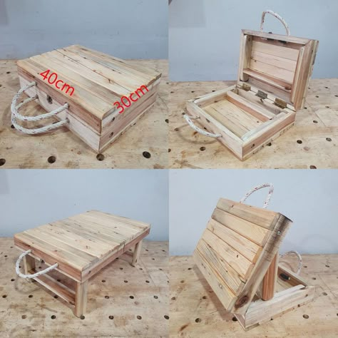 DIY and Tip Transform A Wooden Suitcase Into An Impressive Picnic Table | picnic table, suitcase | DIY and Tip Transform A Wooden Suitcase Into An Impressive Picnic Table | By Woodworking Tools TV | Facebook Suitcase Diy, Wooden Suitcase, Diy Suitcase, Table Picnic, Portable Table, Wood Project, Business Idea, Wooden Diy, Folded Up