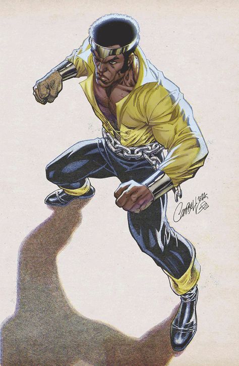 Power Man (Virgin Cover) by J. Scott Campbell Power Man Marvel, Luke Cage Comics, Luke Cage Marvel, J Scott Campbell, Marvel Knights, Black Comics, Scott Campbell, Luke Cage, Variant Covers