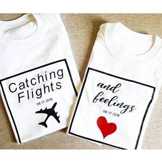 " Catching Flights and Feelings " Couples Anniversary Vacation Tees. An original design by Karlita's Kreations. Couples Trip, Relationship Journal, Catching Flights, Couples Travel, Catch Flights, Honeymoon Shirts, Couples Vacation, Couple Tees, Travel Tees