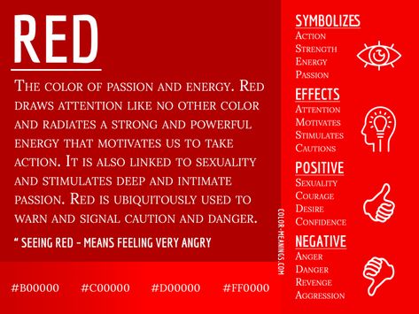 Red Color Meaning - The Color Red Symbolizes Passion and Energy Purple Color Meaning, What Do Colors Mean, What Colors Mean, Candle Color Meanings, Colour Psychology, Red Meaning, Color Healing, Color Symbolism, Colors And Emotions