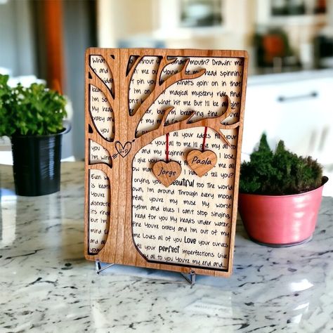 Personalized couples plaque - Laser engraved - - Anniversary - Valentine's day - Custom message - poem - song Unique Wedding Gift Ideas For Couple, Wooden Plaque Ideas, Cute Envelopes, Girlfriend Anniversary, Valentines Gifts For Boyfriend, Unique Wedding Gifts, Hanging Hearts, Personalized Couple, Wooden Hearts