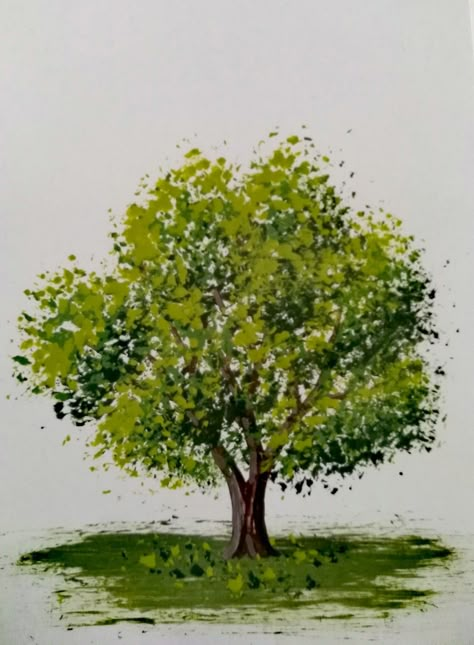 Green Tree Drawing, Tree Painting Simple, Diy Tree Painting, Easy Tree Painting, Tree Art Painting, Painting Of A Tree, Tree Watercolor Painting, Landscape Architecture Drawing, Fan Drawing