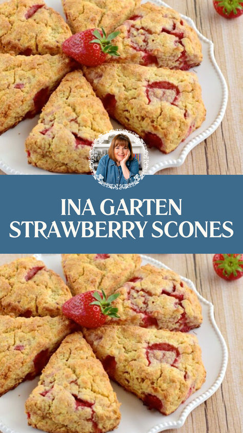 Ina Garten Strawberry Scones Strawberry Rhubarb Scones, Strawberry Scones Recipe, Strawberry Scones, Scones Recipe Easy, Ina Garten Recipes, Scones Recipe, Best Sweets, Breakfast Pastries, Dried Strawberries