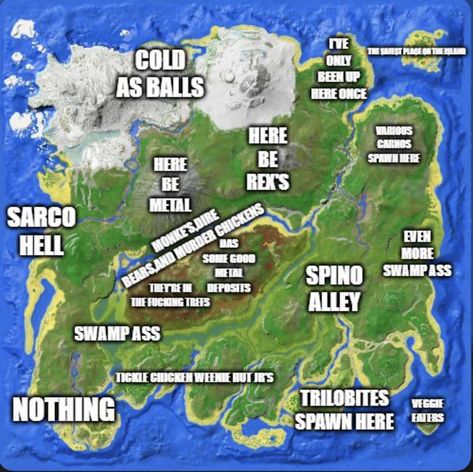 Ark Survival Evolved Bases Ideas, Ark Survival Evolved Map, Ark Survival Evolved Art Dinosaurs, Ark The Island Map, Ark Survival Evolved Funny Memes, Game Ark Survival Evolved, Game Ark, Ark Survival Evolved Bases, Cool Dinosaurs