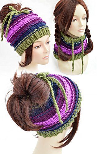 Ponytail Hat Knitting Pattern, Hat Pattern Knitting, Ponytail Hat Pattern, Hat With Ponytail, Witch Disney, Bun Hat Crochet Pattern, Crochet Ponytail, Mermaid Witch, Octopus Hat