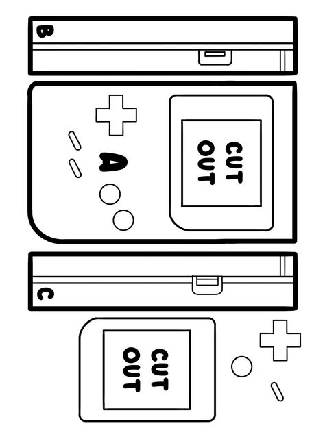 Diy Flip Phone, Hello Kitty Gameboy, Kirby Gameboy, Template Hello Kitty, Tamagotchi Template, Cinnamoroll Nails, Kids Arts And Crafts Ideas, Home Made Games, Printer Crafts