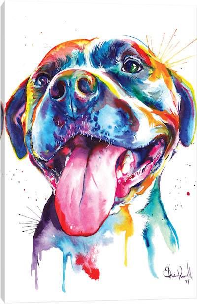 Animal Art Canvas Prints | iCanvas Pitbull Art, New Retro Wave, Pet Portrait Painting, Watercolor Pet Portraits, Art And Painting, Hur Man Målar, Colorful Animals, Arte Animal, Dog Drawing