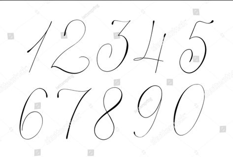 2024 Calligraphy Numbers, Cursive Numbers Tattoo, Number Fonts For Tattoos, Fancy Lettering Alphabet, Calligraphy Numbers, Cursive Numbers, Number Tattoo Fonts, Calligraphy Writing Styles, Hand Lettering Alphabet Fonts