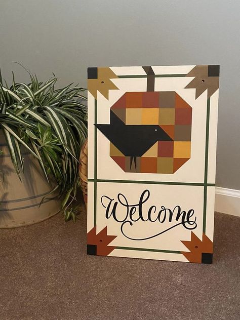 Barn Quilt Addicts | Here is one I finished last week | Facebook Pumpkin Barn Quilt, Fall Barn Quilts, Mini Barn, Cricut Svgs, Country Things, Painted Barn Quilts, Primitive Quilts, Barn Quilt Designs, Quilt Square Patterns