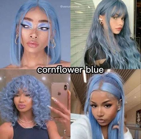 Check out our hair color board for more hair color ideas and hair color inspiration comment and follow for more Cornflower Blue Hair, Periwinkle Hair, Hair Raising, Hair Color Blue, Long Shorts, Cornflower Blue, Hair Inspiration Color, Blue Hair, Color Combos