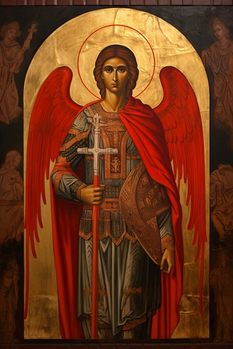 Dark Biblical Art, Jesus Lamb Of God, Saint Michael Angel, Catholic Iconography, Guardian Angel Pictures, Orthodox Saints, Catholic Icons, Catholic Statues, Orthodox Christian Icons