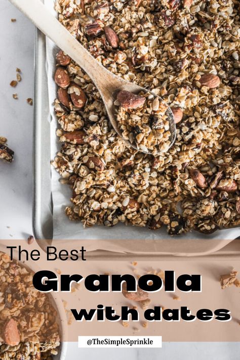 Granola With Dates, Date Granola, Protein Granola Recipe, Vegan Oats, Make Your Own Granola, Easy Homemade Granola, Homemade Granola Healthy, Honey Granola, Protein Granola