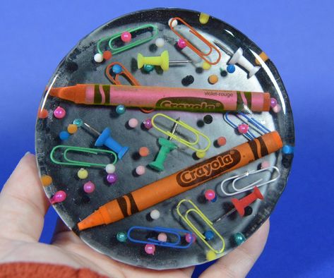 Epoxy Resin Teacher Gifts, Resin School Supplies, Resin Teacher Gifts, Resin Coasters With Crayons, Resin Teacher Coaster, Epoxy Resin Coasters, Resin Table Top, Diy Crayons, Silicone Coasters