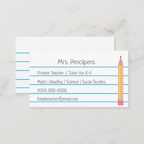 Private Teacher, Teacher Business Cards, Tutoring Business, Teacher Business, Teaching Classroom, English Teacher, Social Studies, Business Card, Business Cards