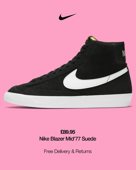 Nike Blazer Mid 77 Black, Blazer Mid 77 Vintage, Nike High Tops, Nike Blazer Mid 77, 95 Nike, Nike Blazer Mid, Nike Blazers Mid, Shoe Nike, Vintage Suede