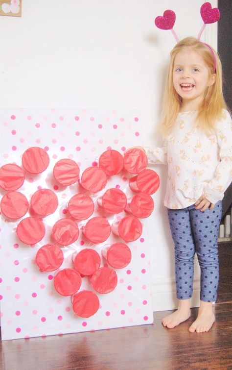 Punch A Prize Diy, Heart Punch Game, Valentine Party Games For Kids Classroom, Valentines Punch Board, Preschool Valentines Games, Valentines Party Craft, Punch Cups Game, Valentine’s Day Games For Classroom, Punch Board Game Diy