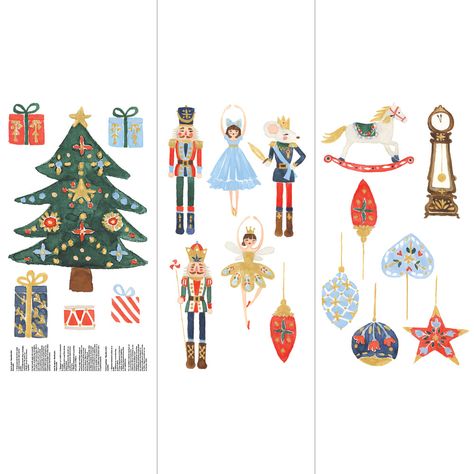 Give your home a sense of childhood wonder and nostalgic appeal. The holidays come alive with these vintage Nutcracker peel and stick wall decals, which will add a whimsical and playful touch to any traditional decor. Adorn your walls with classic characters from the heartwarming tale, along with painterly ornaments and decorative details that bring your walls to life this Christmas season. Nutcracker Christmas Watercolor, Vintage Xmas Ornaments, Nutcracker Printables Free, Nutcracker Birthday, Nutcracker Characters, Vintage Nutcracker, Peel And Stick Wall Decals, Childlike Wonder, Window Mural