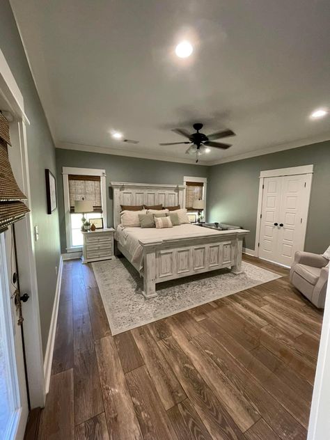 Master Room Remodel, Mobile Home Master Bed Remodel, Master Bedrooms Decor Mobile Home, Bedroom Design Master Remodeling Ideas, Farmhouse Bedroom Mobile Home, Garage Remodel To Bedroom, Master Farmhouse Bedroom, Husband And Wife Bedroom Ideas, Bedroom Flooring Ideas