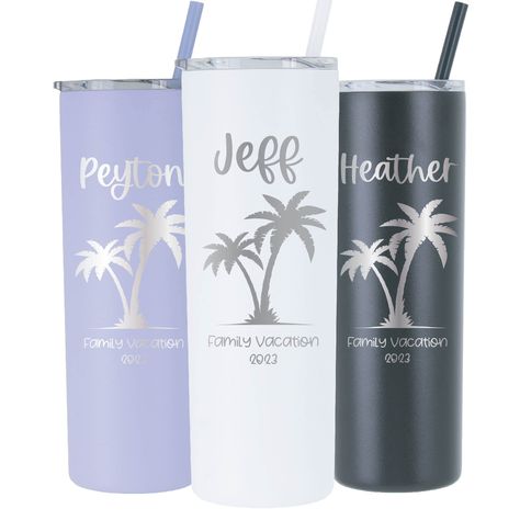 PRICES MAY VARY. Personalized - Each tumbler has your chosen text and applicable design of your choice. Permanent Design - Using laser engraving technology, it strips away the top layer of paint to reveal the underlying stainless steel. Insulated - These stainless steel tumblers are vacuum insulated and keep your drinks hot or cold for hours. Tumbler Care - Highly recommended for hand wash only to preserve design details. However, it can be top rack dishwasher safe on low heat. Each tumbler is p Cruise Gift Bag Ideas, Mens Tumbler Vacation Vinyl, Tumbler Vacation Vinyl, Vacation Cups, Mexico Beach Tumbler Cups, Cruise Sublimation Tumblers, Personalized Yeti Tumbler Beach, Glass Tumbler Design, Vacation Tumbler