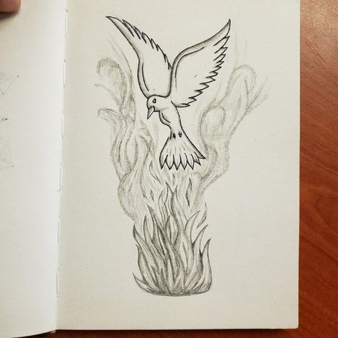 #tattoo #Dove #Fire #Smoke #Love Dove On Fire Tattoo, Tattoo Dove, Holy Spirit Tattoo, Fire Love, Bible Tattoos, Prairie Fire, Dove Tattoo, Fire Drawing, Flame Tattoos