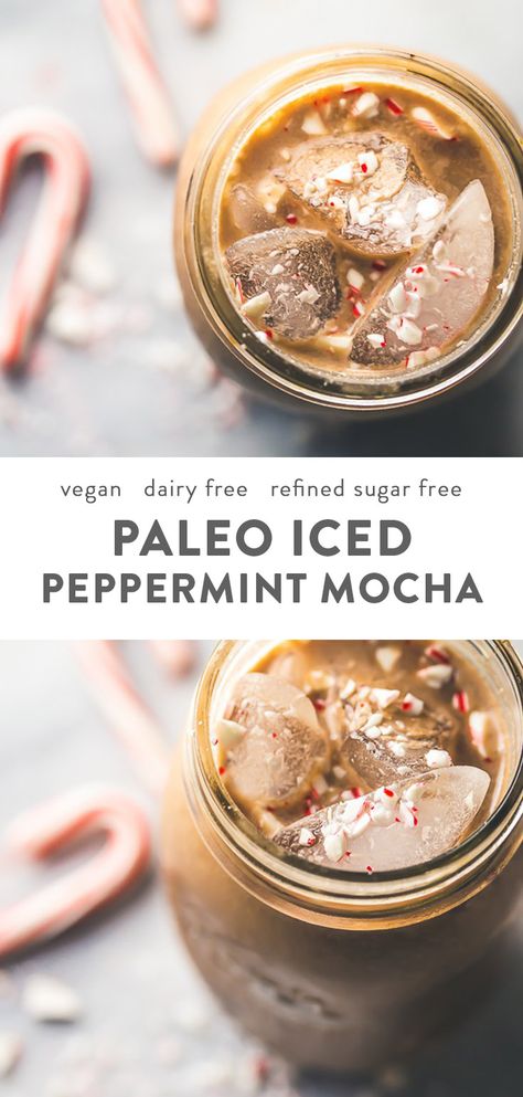 This paleo iced peppermint mocha uses cocoa powder and cold brew concentrate for the perfect vegan, clean eating holiday coffee drink. Also a vegan iced peppermint mocha or clean eating iced peppermint mocha! #paleo #healthydrinks Iced Peppermint Mocha, Vegan Clean Eating, Holiday Coffee Drinks, Cold Brew Concentrate, 40 Aprons, Food Sensitivity, Clean Eating Desserts, Food Plan, Vegan Clean