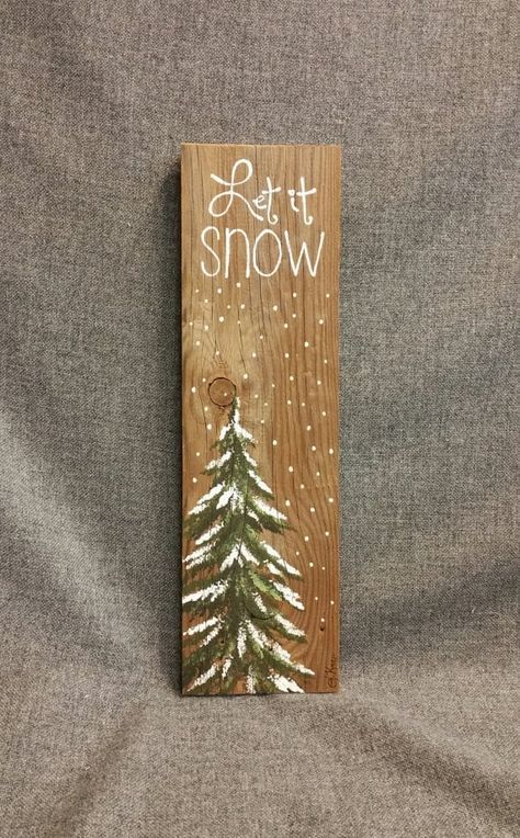 Painted Christmas Decorations, Pallet Christmas Tree, Snow Falls, Pallet Christmas, Wood Pallet Art, Selling Handmade Items, Hand Painted Christmas, Christmas Tree Painting, Christmas Wood Crafts